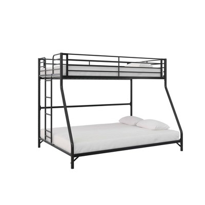 Twin Over Full Demi Easy Assembly Kids' Metal Bunk Bed Black - Room ...