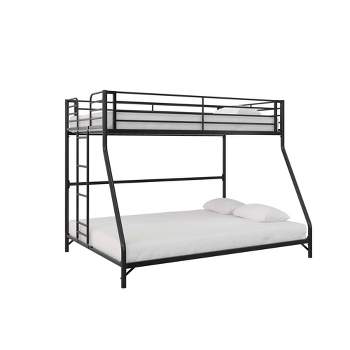 Twin Over Full Demi Easy Assembly Kids' Metal Bunk Bed Black - Room & Joy