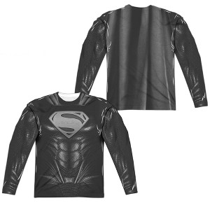 Men's Justice League Movie Black Superman Outfit Long Sleeve Costume T-Shirt - 1 of 4