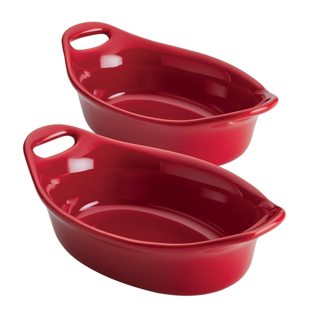 Rachael Ray Ceramic 12oz Set of 2 Oval Au Gratins Red