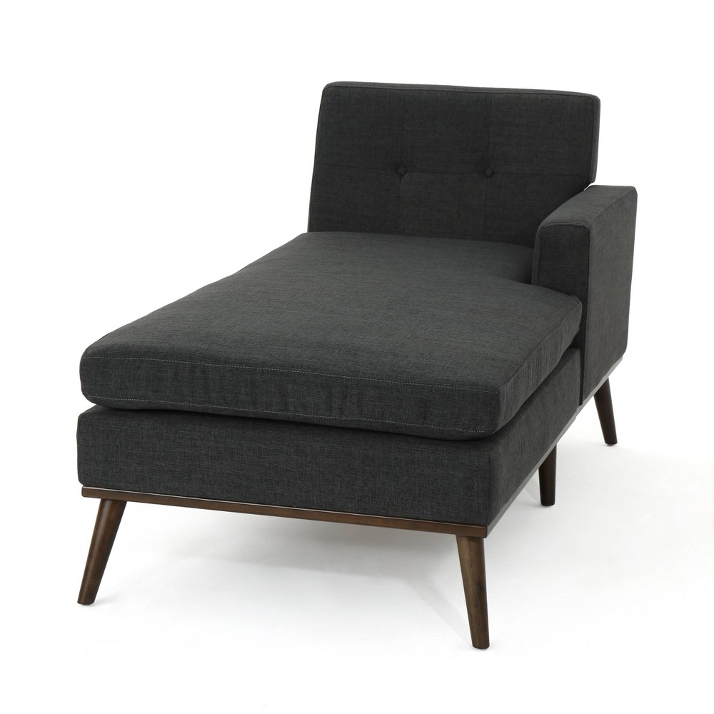 Photos - Garden Furniture Stormi Mid-Century Modern Fabric Chaise Lounge: Left-Arm, Birch Wood Legs