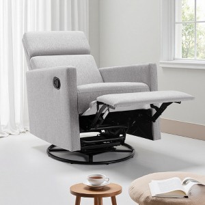 Linen Recliner Rocker Chair with Swivel Glider and Tall Backrest - 1 of 4