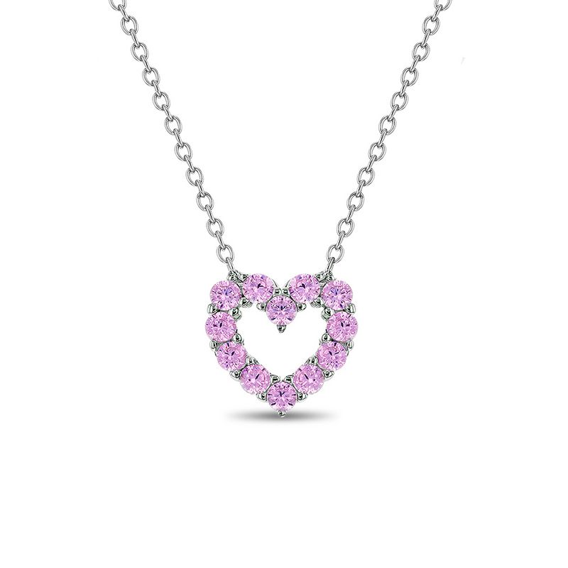 Girls' Open CZ Heart Sterling Silver Necklace - In Season Jewelry, 1 of 7