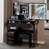 Vanity Desk With Stool, Makeup Vanity Set With Sliding 3 Color LED Mirror, Charger Station, Hair Dryer Holder, 6 Drawers And Storage Shelves - 3 of 4