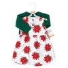 Hudson Baby Infant and Toddler Girl Cotton Dress and Cardigan Set, Poinsettia - 2 of 4
