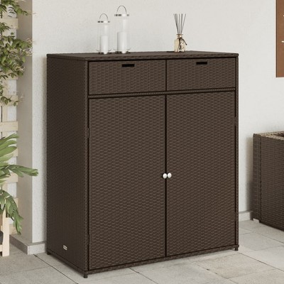 vidaXL Patio Storage Cabinet Brown 41.3 in.x21.7 in.x44.5 in. Poly Rattan