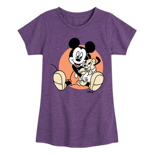 Girls' - Disney - Mickey Mouse Hugs His Puppy Fitted Short Sleeve Graphic T-Shirt - 1 of 4