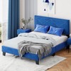 NicBex Queen Modern Upholstered Bed Frame with Velvet Headboard,Platform Bed Frame with Rivet Design,No Box Spring Needed,Easy Assembly,Beige/Blue - 2 of 4