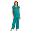 Collections Etc Rose Trim Short Sleeve Pajama Set - 2 of 4