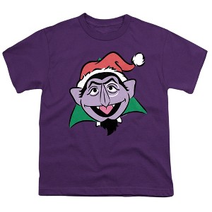 Boys' Sesame Street Christmas Santa Hat Count Von Count Face T-Shirt - 1 of 4