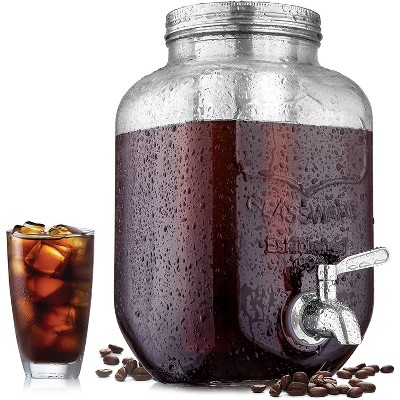 Zulay Kitchen Cold Brew Coffee Maker with Shock - Resistant Glass Carafe Stainless Steel Mesh Filter and Non - Slip Silicone Base 1 Gallon