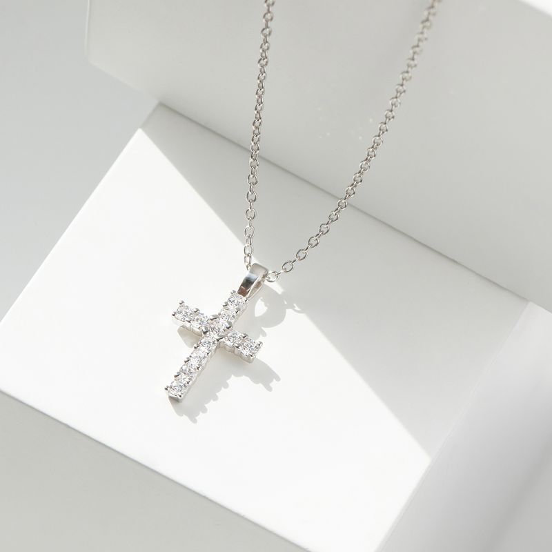 Girls' CZ Cross Sterling Silver Necklace - In Season Jewelry, 5 of 7
