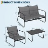 4 Pieces Patio Furniture Set Outdoor Conversation Set With Glass Coffee Table Textilene Fabric Loveseat and 2 Single Chairs for Backyard - 2 of 4