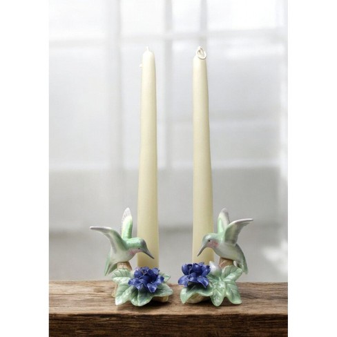 Kevins Gift Shoppe Ceramic Hummingbird with Violet Flower Candle Holder - Set of 2 - image 1 of 4