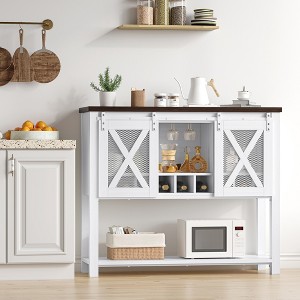 CuisinSmart Kitchen Buffet Sideboard, Wine Bar Cabinet with Sliding Barn Door, Coffee Cabinet with Wine Rack, for Living Room Dining Room - 1 of 4