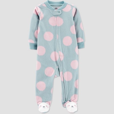 Image of Carter's Just One You® Baby Girls' Panda Dot Microfleece Footed Pajama - Blue Newborn