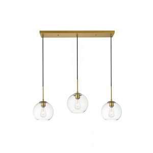 Elegant Lighting Baxter 3 Lights Brass Pendant With Clear Glass - 1 of 4