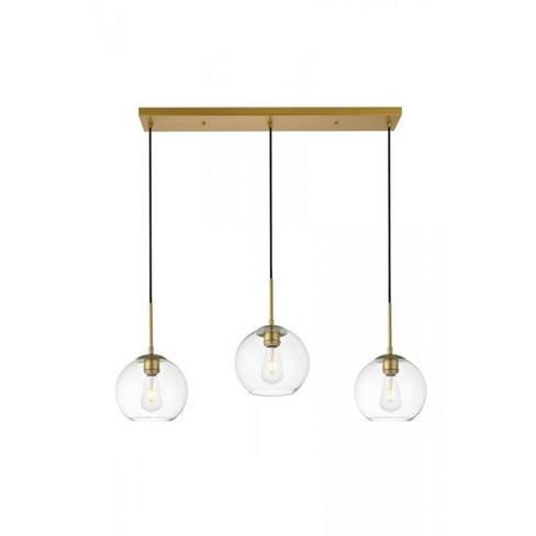 Elegant Lighting Baxter 3 Lights Brass Pendant With Clear Glass - image 1 of 4