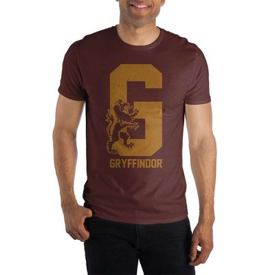 Harry Potter Gryffindor House Pride Big G with Lion Men's Burgundy Tee T-Shirt Shirt