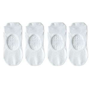 Anna-Kaci 4 Pairs Women's Non-Slip Yoga Socks Soft Cotton Grip Sole Low-Cut Design with Arch Ventilation for Pilates Barre - 1 of 4