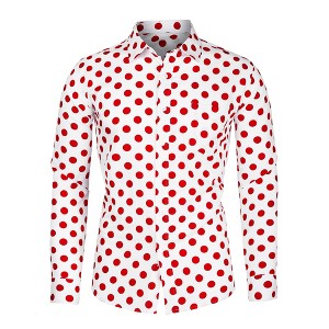 Lars Amadeus Men's Polka Dots Long Sleeves Dress Button Down Shirt - 1 of 4