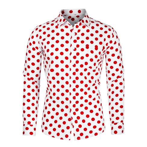 Pink shirt with sales white polka dots