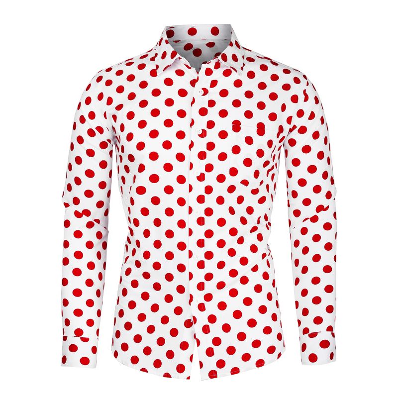Lars Amadeus Men's Polka Dots Long Sleeves Dress Button Down Shirt, 1 of 7
