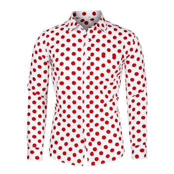 Lars Amadeus Men's Polka Dots Long Sleeve Slim Fit Dress Button Down Shirt