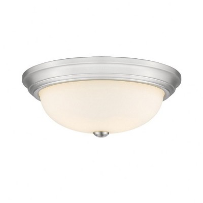 Elegant Brushed Nickel 15" Glass Bowl Flush Mount Light