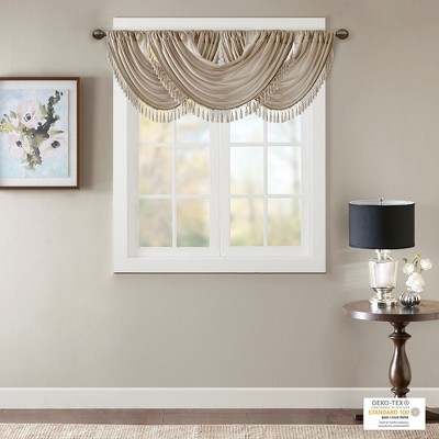 Stylish Waterfall Window Panel, Rich Sheen Fabric and Elegant Tassel Trim fits Lux Room Decor for All Season