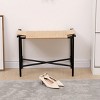 GlasFlength Ottomans and Benches Handwoven Paper Rope Ottoman with Metal Frame Simple Design for Modern Living Spaces, Beige, 24.41"*12.2"*4.13" - 2 of 4
