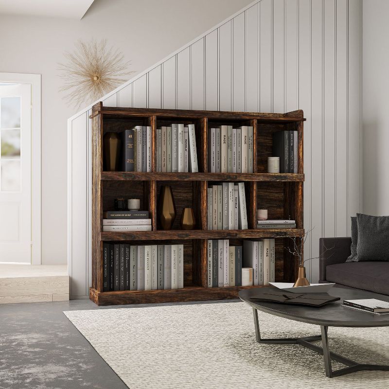 10 Shelf Bookshelf, 3 Tier Modern Wide Bookcase, Mid-Century Wood Bookshelves Storage, Floor Standing Bookshelf for Living Room, Office-The Pop Home, 2 of 10