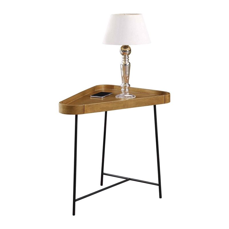 Lunar Triangle End Table Driftwood Top/Black Frame - Breighton Home, 4 of 5