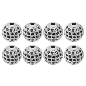 Unique Bargains Round Brass Rhinestone DIY Bracelets Earrings Charm Spacer Beads 8 Pcs - 1 of 4