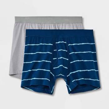Men's Striped Boxer Briefs 2pk - Goodfellow & Co™ Blue/Gray