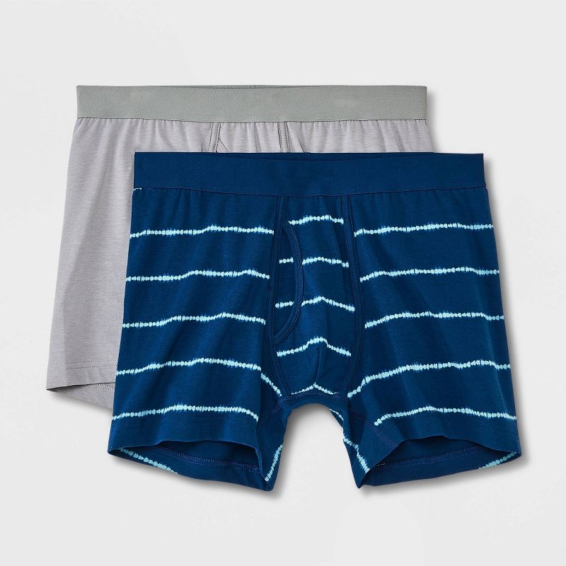 Men's Striped Boxer Briefs 2pk - Goodfellow & Co™ Blue/Gray, 1 of 5