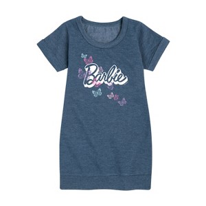 - Barbie - Butterfly Logo Graphic Short Sleeve Fleece Dress - 1 of 3