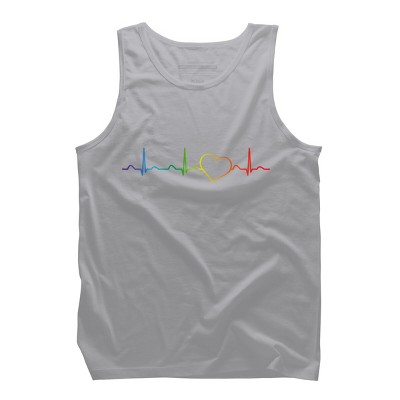 Adult Design By Humans Rainbow Pride Heartbeat By Luckyst Tank Top
