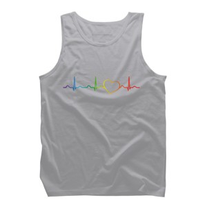 Adult Design By Humans Rainbow Pride Heartbeat By Luckyst Tank Top - 1 of 2