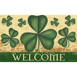 Shamrock Welcome St. Patrick's Day Doormat indoor Outdoor 30" x 18" Briarwood Lane - 1 of 4