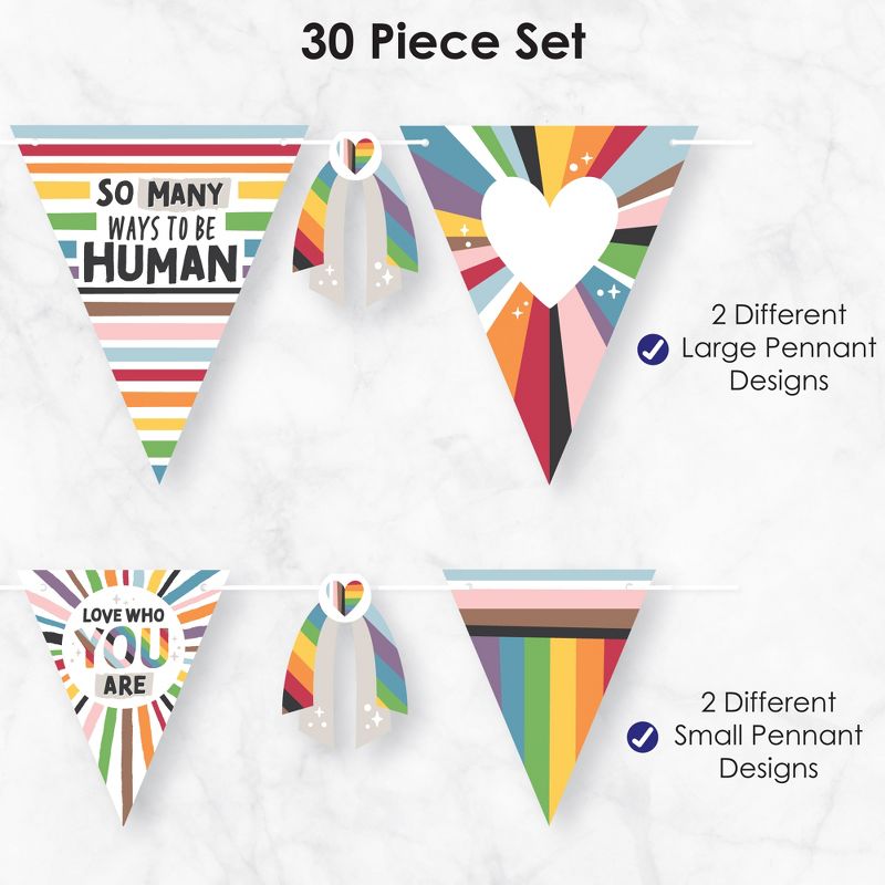 Big Dot of Happiness So Many Ways to Be Human - DIY Pride Party Pennant Garland Decoration - Triangle Banner - 30 Pieces, 6 of 10