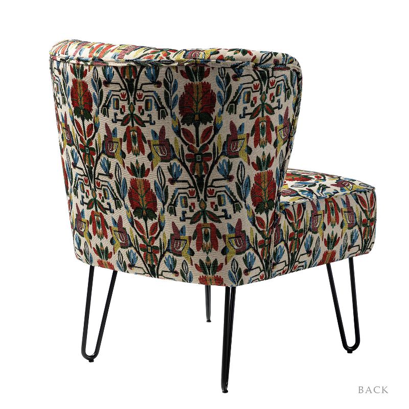 Bernarda Living Room Armless Accent Chair with Floral Pattern | Karat Home-FLORAL, 4 of 13