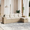 vidaXL 5 Piece Patio Sofa Set with Cushions Beige and Cream Poly Rattan - Without Storage - 2 of 4
