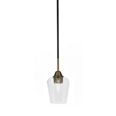 Toltec Lighting Paramount 1 - Light Pendant in  Matte Black/Brass with 5" Clear Bubble Shade