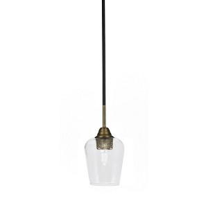 Toltec Lighting Paramount 1 - Light Pendant in  Matte Black/Brass with 5" Clear Bubble Shade - 1 of 1