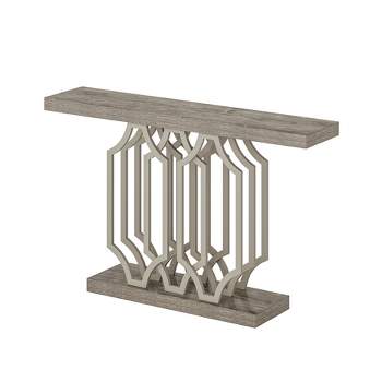 Tribesigns 55.12" Console Table, Retro Vintage Entryway Hallway Table with Geometric Metal Legs