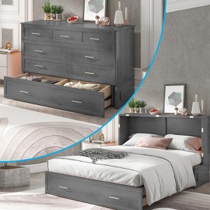 Mjkone Murphy Cube Cabinet Bed,Queen Murphy Bed Cabinet with Drawer,Folding Mattress,Charging Station - 1 of 4