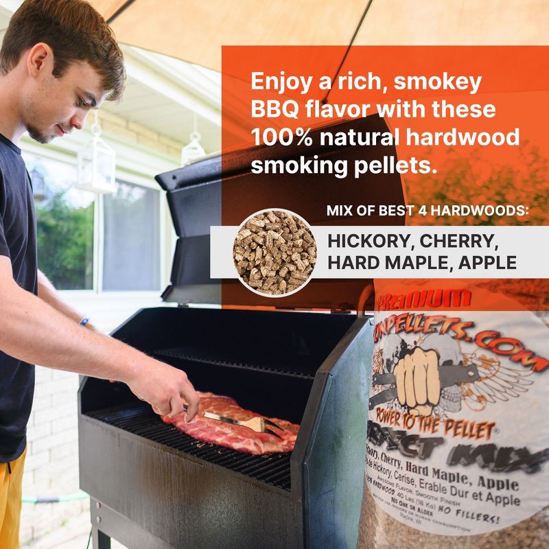 CookinPellets 40PM Perfect Mix All-Natural Hickory, Cherry, Hard Maple, and Apple Grill Smoker Smoking Hardwood Wood Pellets, 40 Lb Bag (2 Pack), 2 of 7