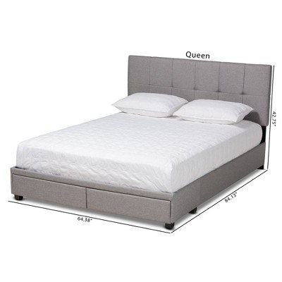 Elegant Netti Light Grey Queen Upholstered Storage Bed with Tufted Headboard