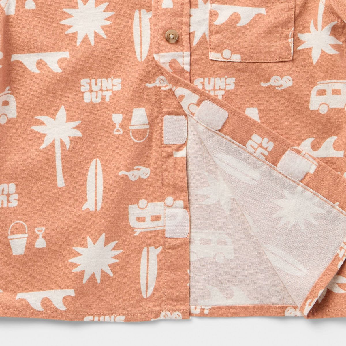 Toddler Boys' Adaptive Short Sleeve Woven Button-Up Shirt - Cat & Jack™ Brown - thumbnail 4